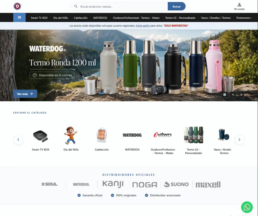 Captura del catálogo online de DigiPoint Electronics: productos del mayorista con precios actualizados.